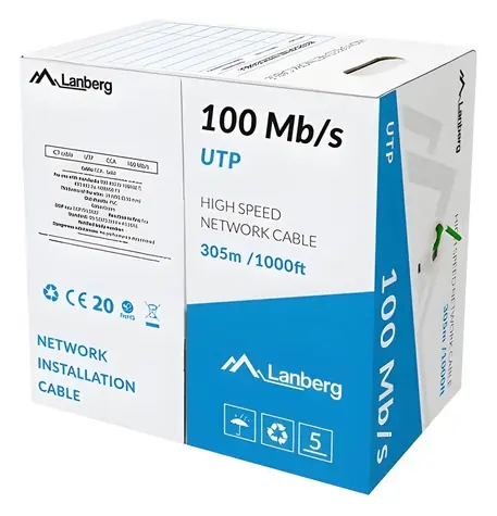 Kabel UTP drát zelený 305 m / Síťový kabel / CCA / 100 MHz / AWG24