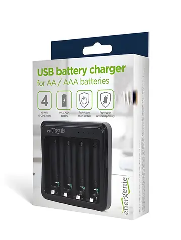 USB nabíječka AA/AAA baterií černá / Nabíječka / USB / pro tužkové a mikrotužkové baterie