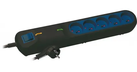 LF 2001A černá, 5 m kabel / Přepěťová ochrana / 3 zásuvky