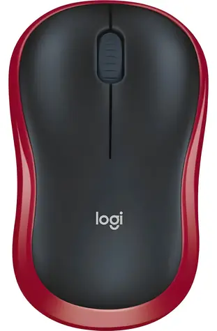 Logitech M185 červená / Myš / bezdrátová / optická / 1000 DPI / 3 tlačítka