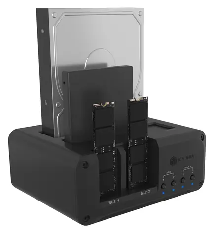 Icy Box IB-2925MS-CU31 černá / Dokovací stanice / 4x M.2 NVMe/SATA & 2,5