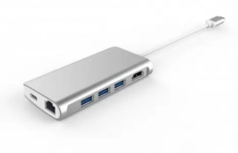 LMP USB-C mini Dock stříbrná / Dokovací stanice / 8 portů / hliníkové tělo