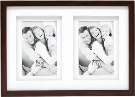 Deknudt S65KQ2 hnědá / Rámeček na fotografie / dřevo / 2x 13x18 cm / s paspartou