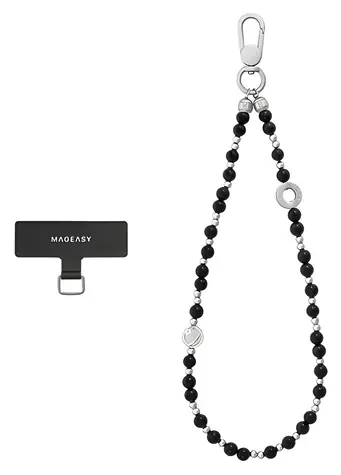 SwitchEasy Beaded Wrist Strap Onyx Bloom / Popruh na zápěstí / pro mobilní telefon / s upevňovací kartou