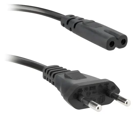 Ekon napájecí kabel 2pólová vidlice černá / Napájecí kabel / 1,5 m