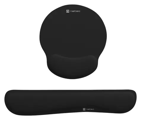 Natec Chipmunk 2v1 černá / Sada ergonomických podložek / pod myš + klávesnici / pěna