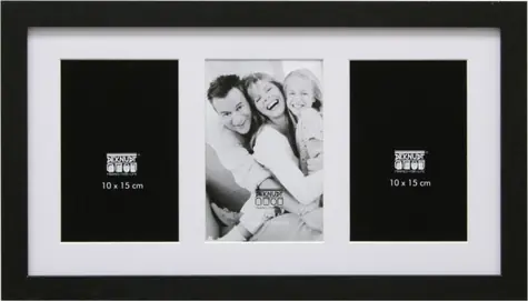 Deknudt S66KA3 černá / Rámeček na fotografie / dřevo / 3x 10x15 cm / s paspartou