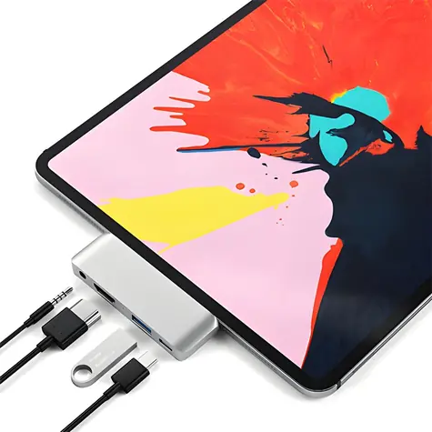 Satechi USB-C Mobile Pro Hub stříbrná / USB-C hub / pro iPad Pro/Air 10.9