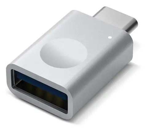 Elago Mini stříbrná / Adaptér / USB-C - USB 3.0 / Hliníkové tělo / LED indikace