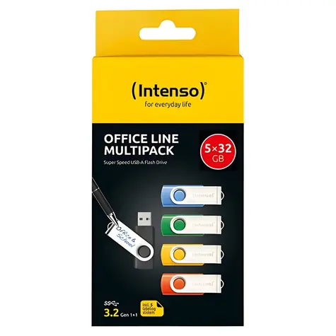 Intenso Office Line 32GB vícebarevná, multipack 5 ks / Flash disk / USB 3.2 Gen 1 / USB-A