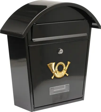 Vorel Poštovní schránka oblá 380x320x105mm černá / Poštovní schránka / Ocelový plech 0,6mm / 2 klíče