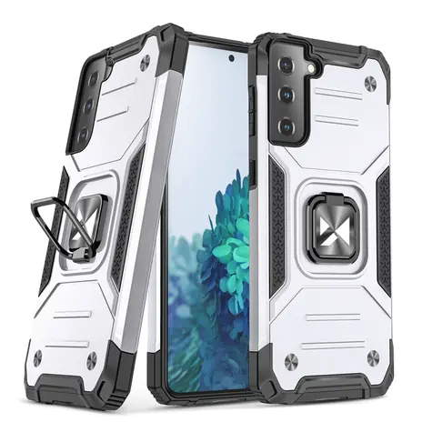 Wozinsky Ring Armor stříbrná / Odolný kryt / Samsung Galaxy S22+ / magnetický držák