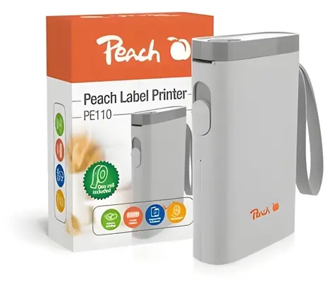 Peach PE110 bílá / Tiskárna štítků / termální tisk / Bluetooth / USB