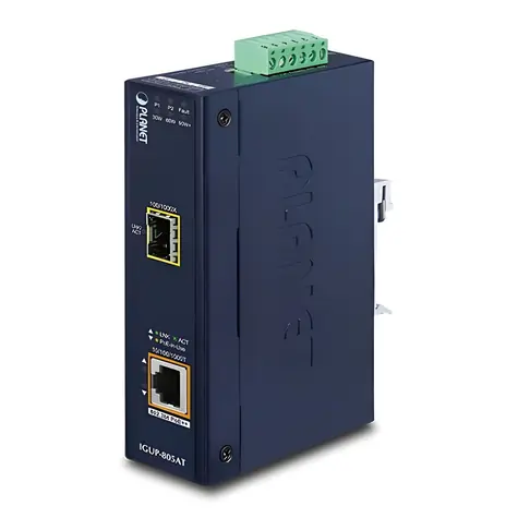 Planet IGUP-805AT / Media konvertor / PoE++ 802.3bt 95W / 1x GbE RJ45 / 1x SFP / -40 až 75°C