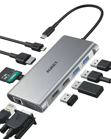 CB-C89 / Hub USB-C / 10v1 / RJ45 Gigabit / 4× USB / HDMI 4K@30Hz / SD + microSD / USB-C PD