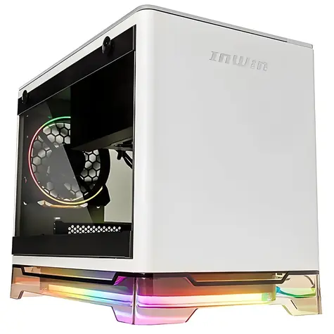 In Win A1 Plus bílá / Počítačová skříň / Mini ITX / Tvrzené sklo / Zdroj 650W 80+ Gold / ARGB / Qi 10W nabíjení