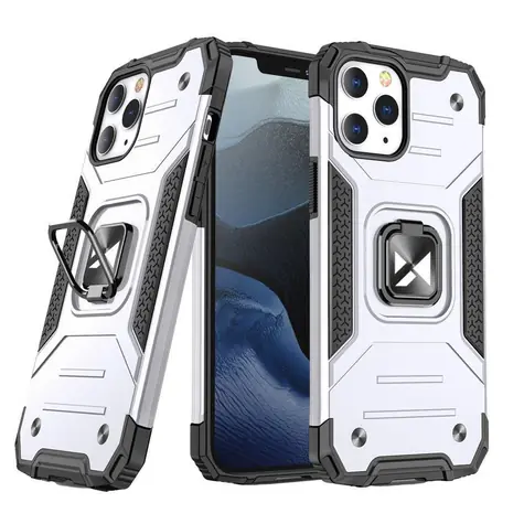 Wozinsky Ring Armor stříbrná / Odolný kryt / Apple iPhone 13 Pro Max / se stojánkem