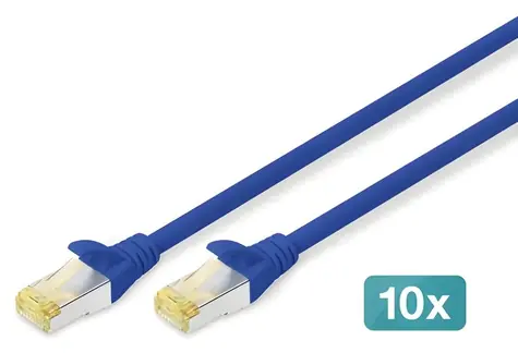 Digitus CAT 6A S/FTP modrý / Patch kabel / 1 m / 10 ks / AWG 26/7 / LSZH