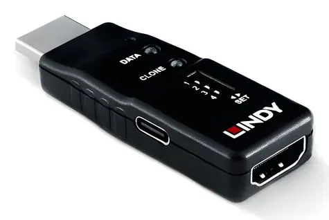 Lindy HDMI EDID Feeder 8K60 černá / EDID emulátor / rozlišení 8K60Hz / USB-C / záruka 2 roky