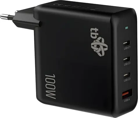 TB Touch GaN 100W černá / Síťová nabíječka / 3x USB-C / 1x USB-A / Power Delivery