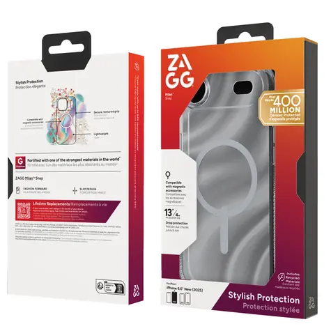 ZAGG Milan Snap Glitter Swirl stříbrná / Zadní kryt / Apple iPhone Air / MagSafe / Grafen