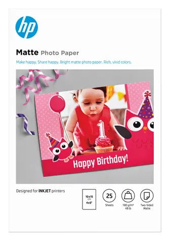 HP Matte FSC Fotopapír / Fotopapír / matný / 10x15 cm / 180 g/m2 / 25 listů