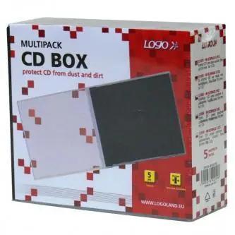 Logo Box na 1 CD průhledná-černá / Obal na CD / 10,4 mm / balení 5 ks