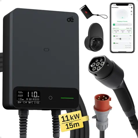 Moft Wallbox 11kW s aplikací a RFID / Nabíjecí stanice pro elektromobily / Typ 2 / 15 m kabel / CEE 16 A / 3fázová
