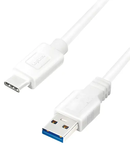 LogiLink USB-A - USB-C bílá / Kabel USB-C / USB-A (M) - USB-C (M) / 2 m / USB 3.2 Gen 1 / 5 Gbit/s