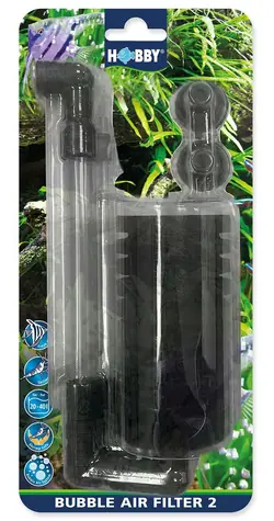 HOBBY Vnitřní filtr Bubble Air 2 / Mechanická a biologická filtrace / Houbový filtrační prvek / Pro akvária 20-40 l