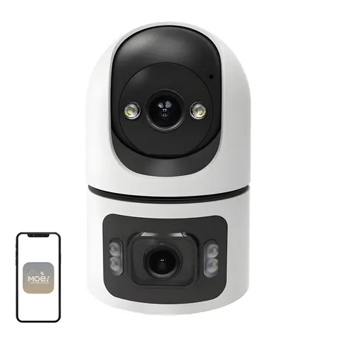MOES WCM-Q09 / IP kamera / 8MP duální objektiv / Wi-Fi 6 / PTZ 300°/60° / Noční vidění