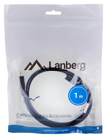 Lanberg CA-HDMI-21CU-0010-BK černá / Kabel HDMI / HDMI 2.0 / 1 m / 4K UHD / 144 Hz / ARC