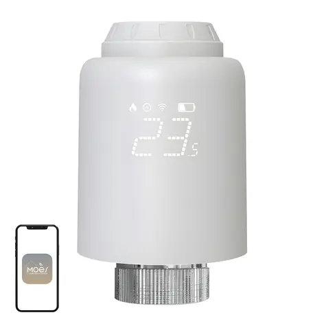 Moes ZTRV-PJ-601-MS bílá / Termostatická hlavice / ZigBee / LED displej