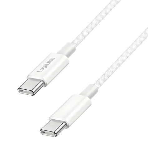 LogiLink USB-C - USB-C bílá / Nylonový kabel / USB 2.0 / 60 W / 1,5 m
