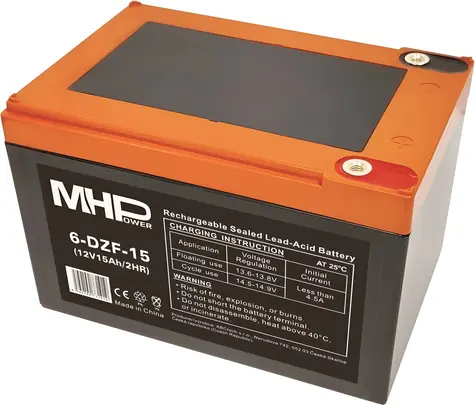 Carspa MHPower 6-DZF-15 / Gelový akumulátor / VRLA GEL / 12V/15Ah / Deep Cycle / Terminál D1-M5