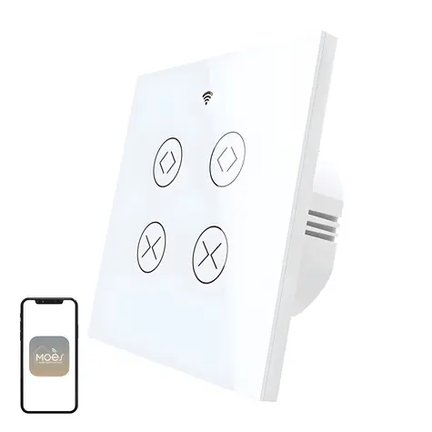MOES WRS-EUC2-WH-MS / Chytrý spínač rolet / Wi-Fi / RF433 / 2 kanály