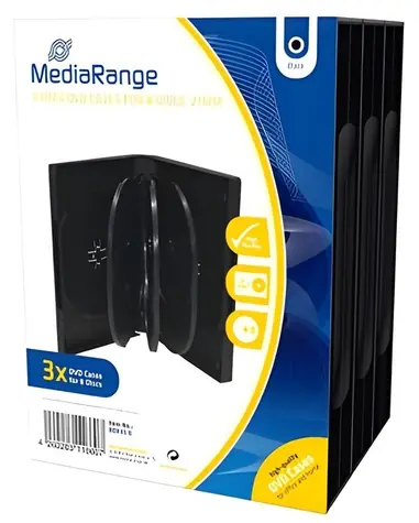 MediaRange DVD obal pro 8 disků černá / DVD obal / 27 mm / plast / 3 ks