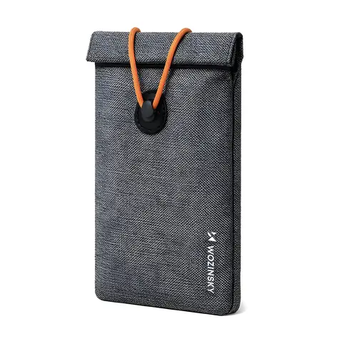 Wozinsky WPB-R12 šedá / Pouzdro na telefon s klopou / RFID blokace / 21,5x12 cm