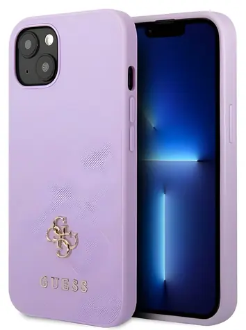 Guess Saffiano 4G Small Metal Logo fialová / Zadní kryt / Apple iPhone 13 mini