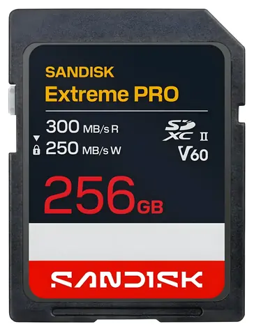 SanDisk Extreme PRO SDXC 256GB / Paměťová karta / UHS-II / čtení: 300 MB/s / zápis: 250 MB/s / vhodné pro 8K