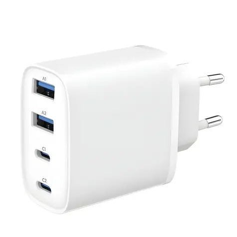 GaN nabíječka 40W LCD bílá / Nabíječka / 40W / 3x USB-C / 1x USB-A