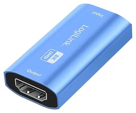HDMI repeater modrý / Repeater HDMI / 8K 60Hz / HDCP 2.3 / hliníkové tělo