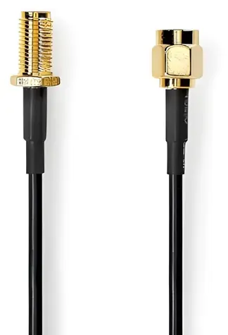 Nedis Anténní kabel SMA(M)-SMA(F) černá 2 m / Anténní kabel / Pozlacené / 50 Ohm / Stíněný