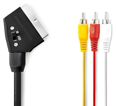 Nedis SCART - 3x RCA kabel černá / Kabel / přepínatelný / 480p / 2 m