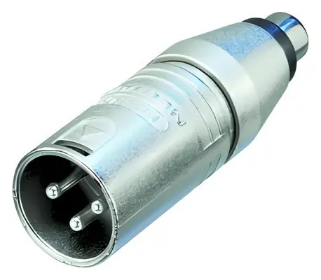 Neutrik XLR adaptér stříbrná / XLR 3kolíková zástrčka / Cinch zásuvka