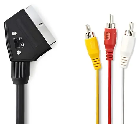 Nedis SCART - 3x RCA kabel černá / Kabel / přepínatelný / 480p / 1 m