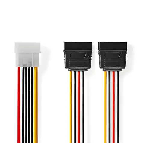 Nedis Molex (M) - 2x SATA 15pin (F) / Napájecí kabel / Pozlacené konektory / 0,15 m