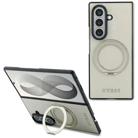 Guess Magnetic Ring Stand Grained béžová / Zadní kryt / Samsung Galaxy Z Fold 8 Ultra / MagSafe