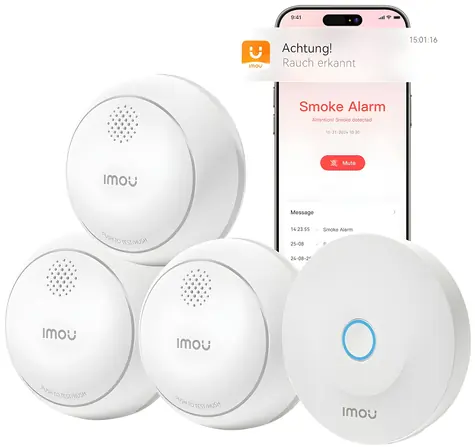 Imou ZSM1 bílá / Chytrý detektor kouře / Sada alarm + 3x detektor