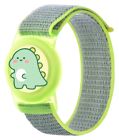 Hurtel Nylonové pouzdro pro Apple AirTag zelené s dinosaurem / Pouzdro / poutko na zápěstí / dětské